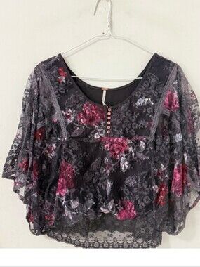Chrissy Floral Print Sheer Blouse EUC